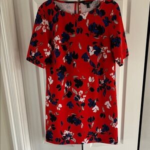 Floral Red white blue Dress banana, republic, classic timeless